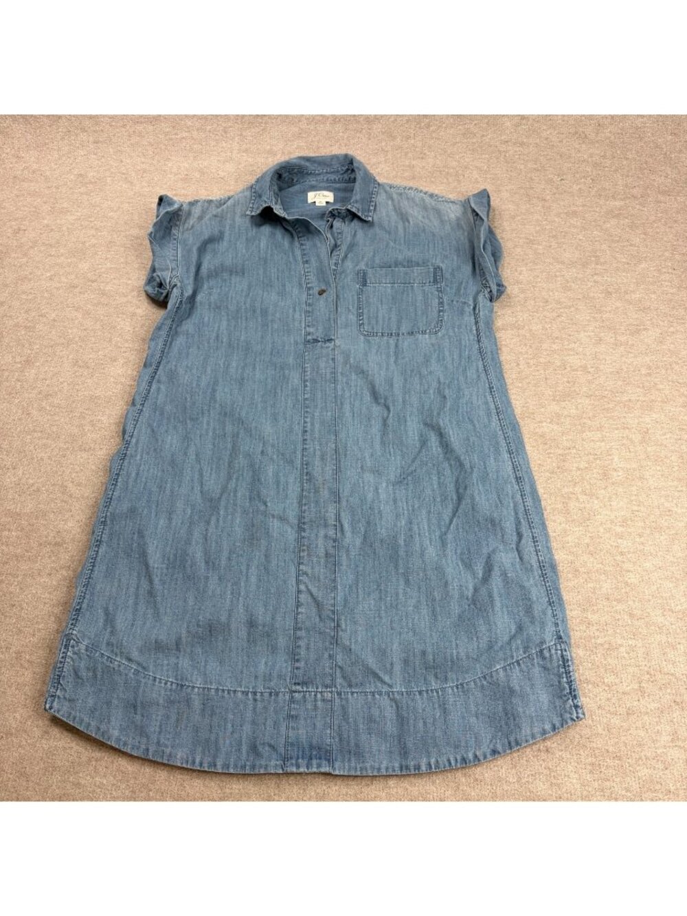 J.Crew Womens Dress Medium Shirt Blue Chambray Cap Sleeves F3770